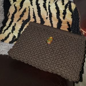 Floral Beaded Brown Clutch